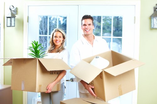 Packing boxes and furniture prepared for a Cannhall home move